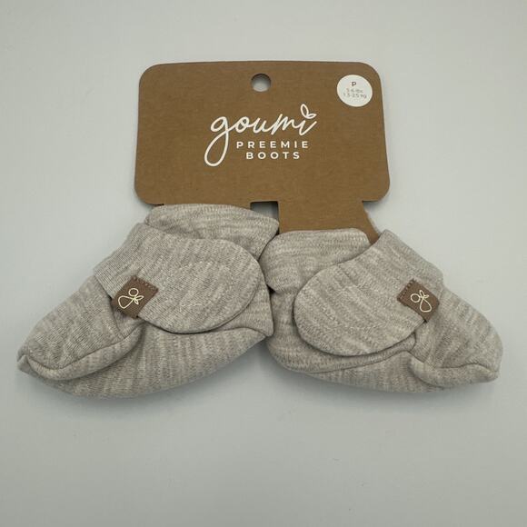 Goumi Kids Soft Stay-On Baby Boots Infant Booties Preemie Gray Bamboo Cotton NEW - Picture 1 of 6